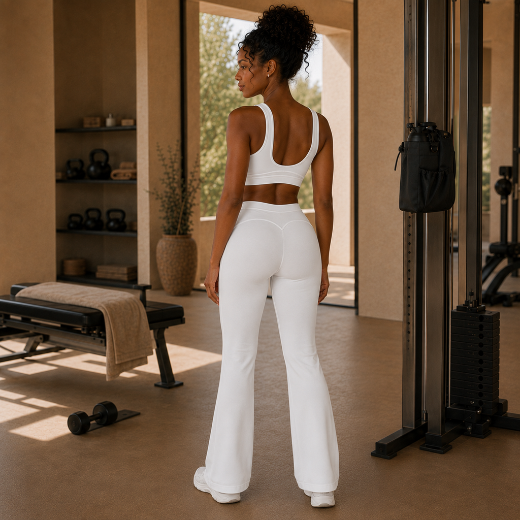 Lane Performance Flare Pant — Latte